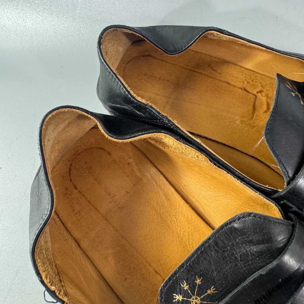 Isabel Marant Fanzel Collapsible-heel Leather Loafers In Metallic Black, Size 40 - Picture 12 of 15